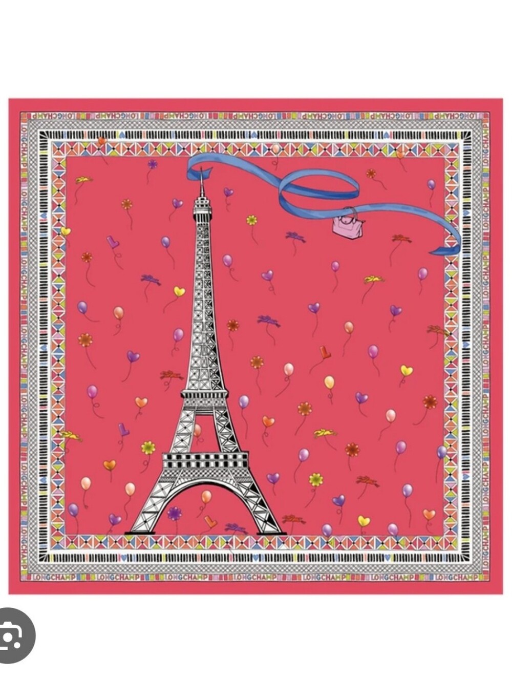 LONGCHAMP SILK Scarf bag accessory Paris Eiffel